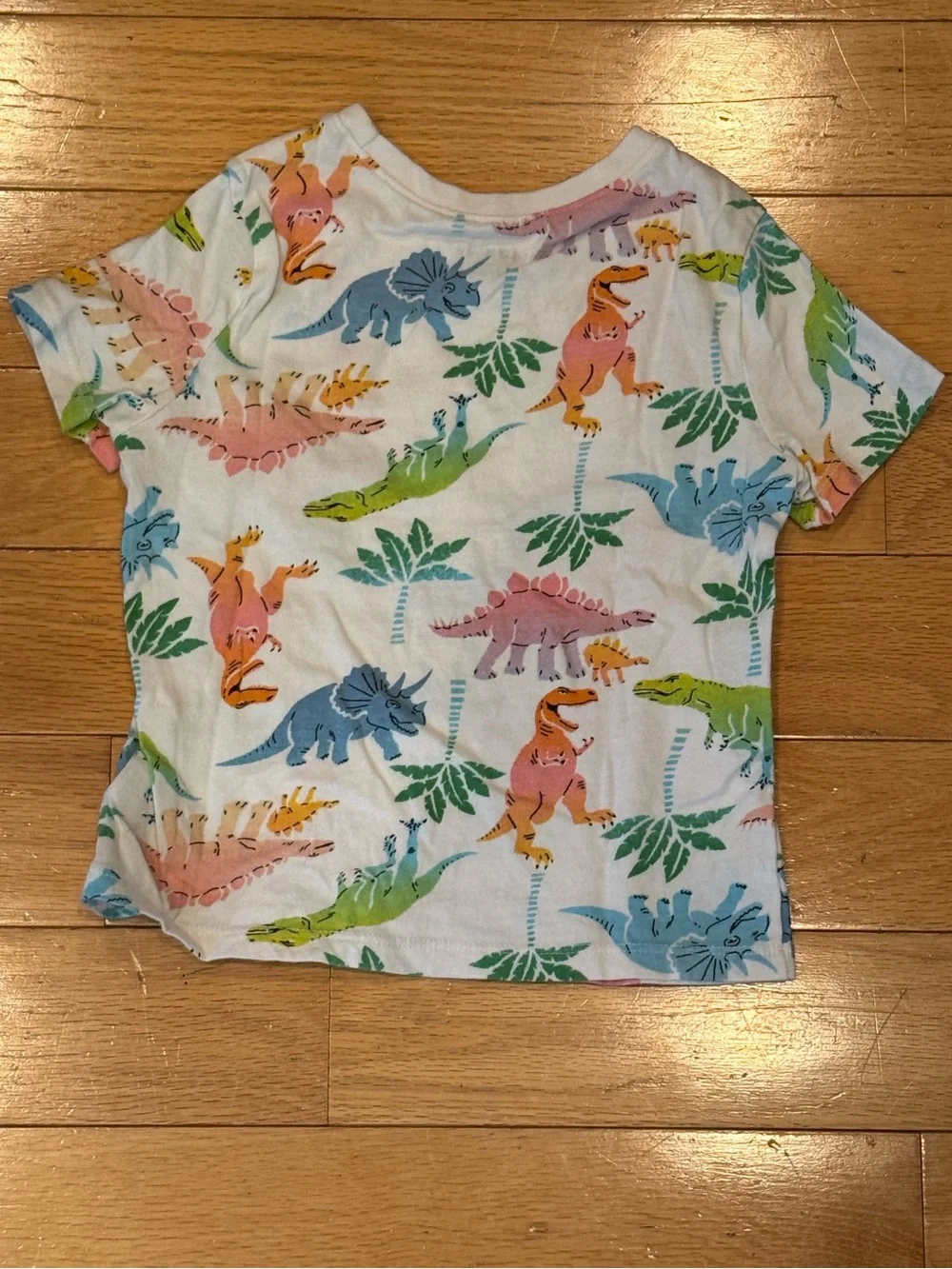Old Navy White Short Sleeve Tee with Colorful Dinosaur Print